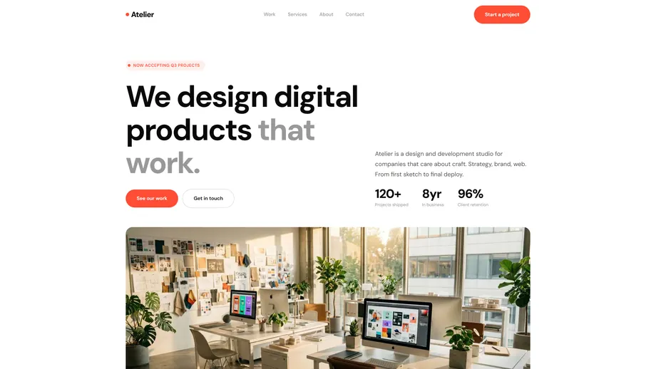 Agency demo built with Unblock (Atelier)