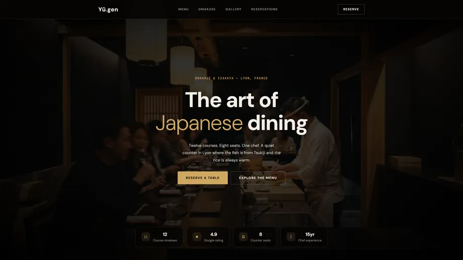 Restaurant demo built with Unblock (Yūgen)