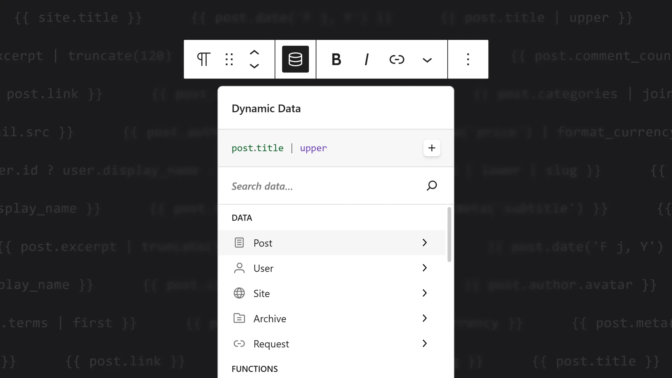 Unblock Data Picker inserting dynamic data without syntax
