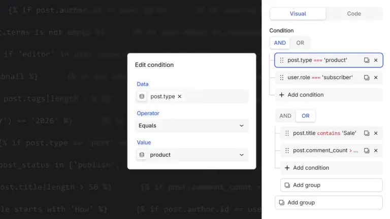 Unblock Condition Builder creating conditional rules visually, no syntax required